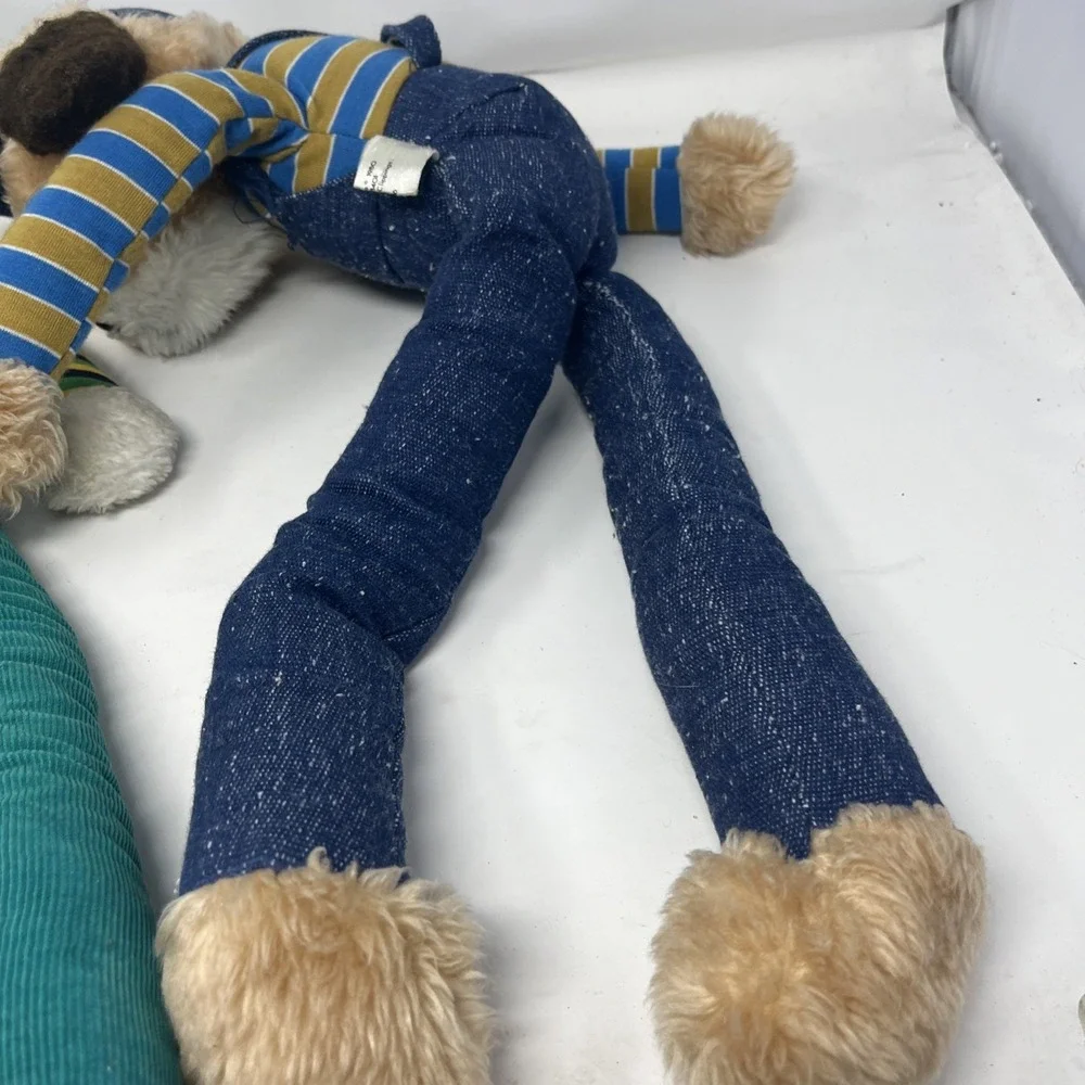 Vintage Personality Plush Lot Frog + Dog Knee Hugger Overalls 23